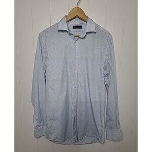 Ralph Lauren Black Label Dress Shirt 15.5 Blue Stripe L/S Button Made In Italy